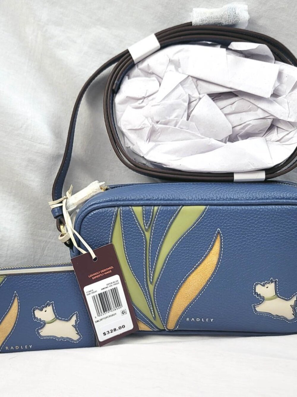 2 pc. NWT RADLEY LONDON AMONG THE TREES LEATHER/SUEDE CUTOUT CROSSBODY PURSE/BAG